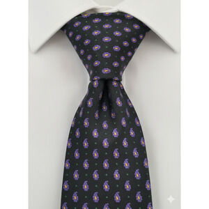 LRL Ralph Lauren black / purple paisley silk tie - 56"